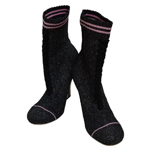 Fendi Glitter Sock Boots Heels, 37 / 6.5 - Picture 2 of 6